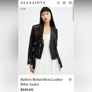 All Saints Black Leather Jacket Size Small